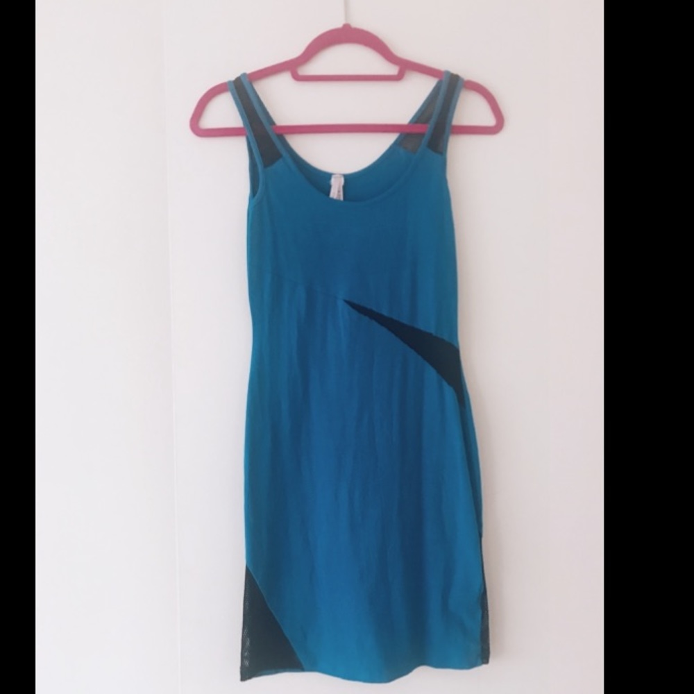 Sparkle & Fade blue tank dress with mesh inserts